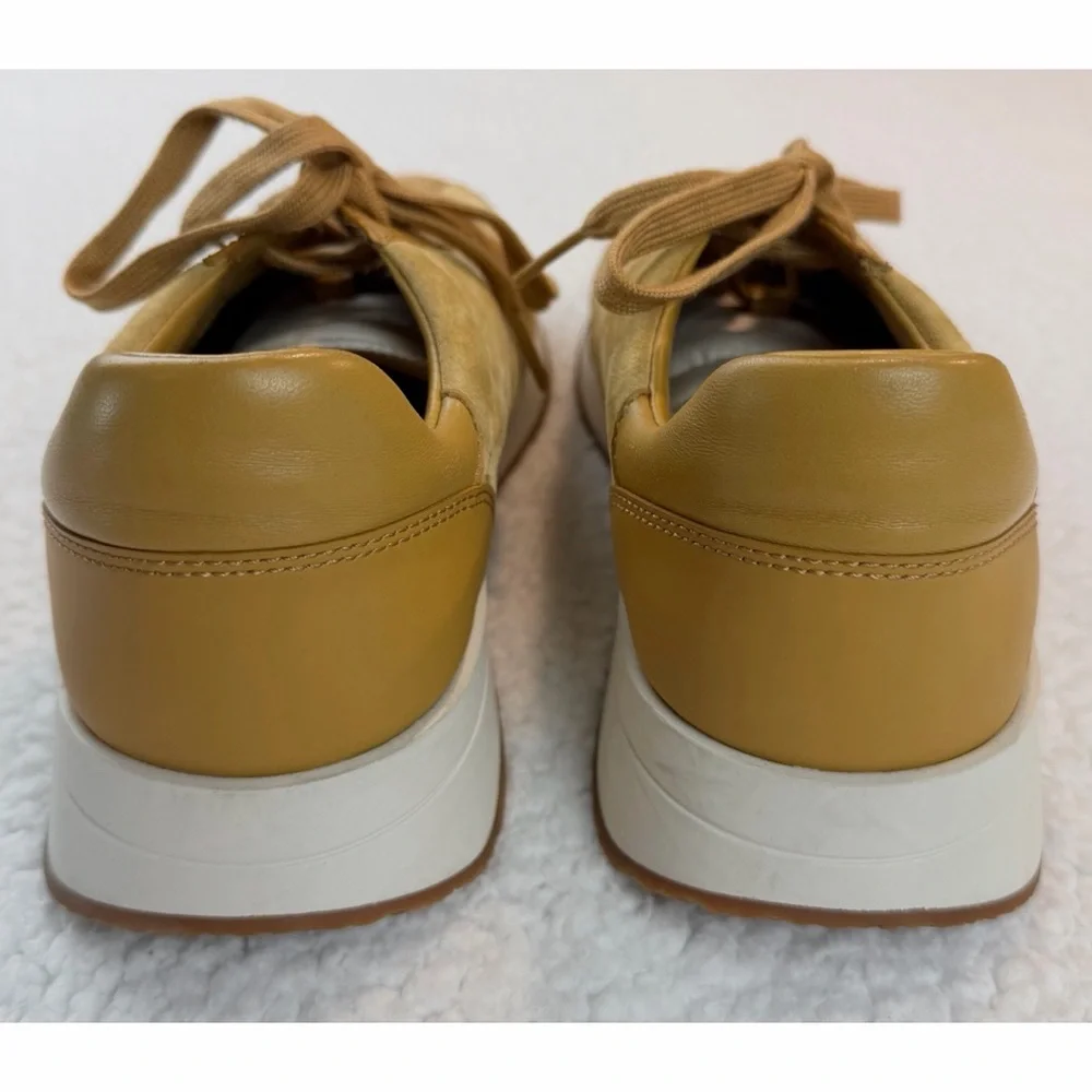 VINCE • Mustard Yellow Ohara Leather/Suede Lace-Up Oxford Sneakers, 10 - Picture 9 of 16